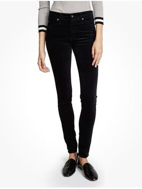 Adriano Goldschmidt AG Womens Farrah High-Rise Skinny  Velvet Pants Black 29R